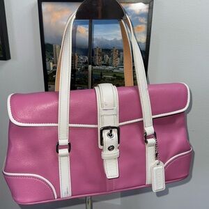 Coach Pink and White Satchel